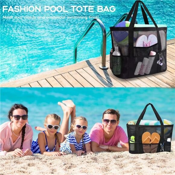 Mesh Beach Bag Waterproof  Tote Bags Swim - Picture 5 of 7
